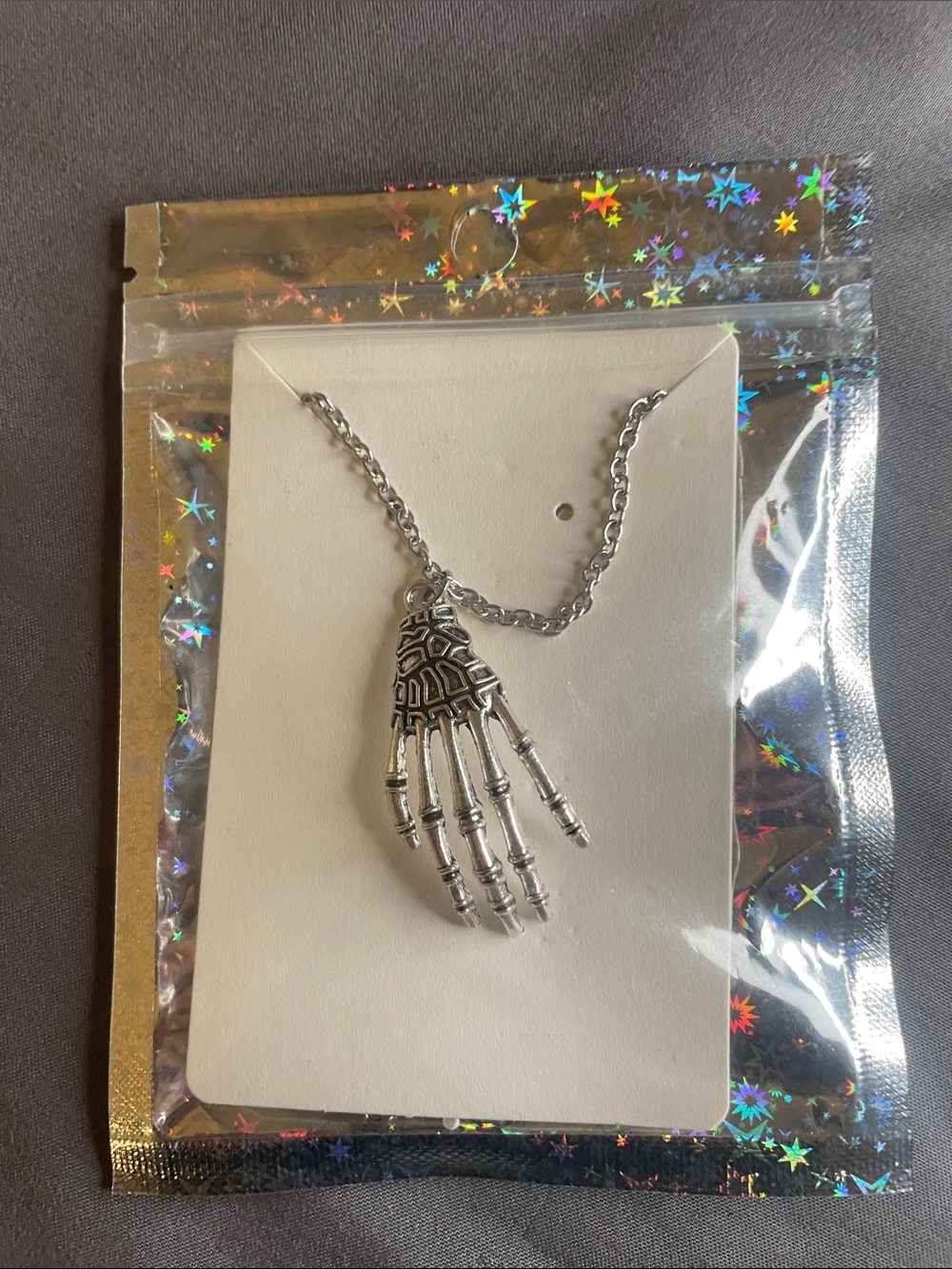 Silver Skeleton Hand Pendant Necklace for Women